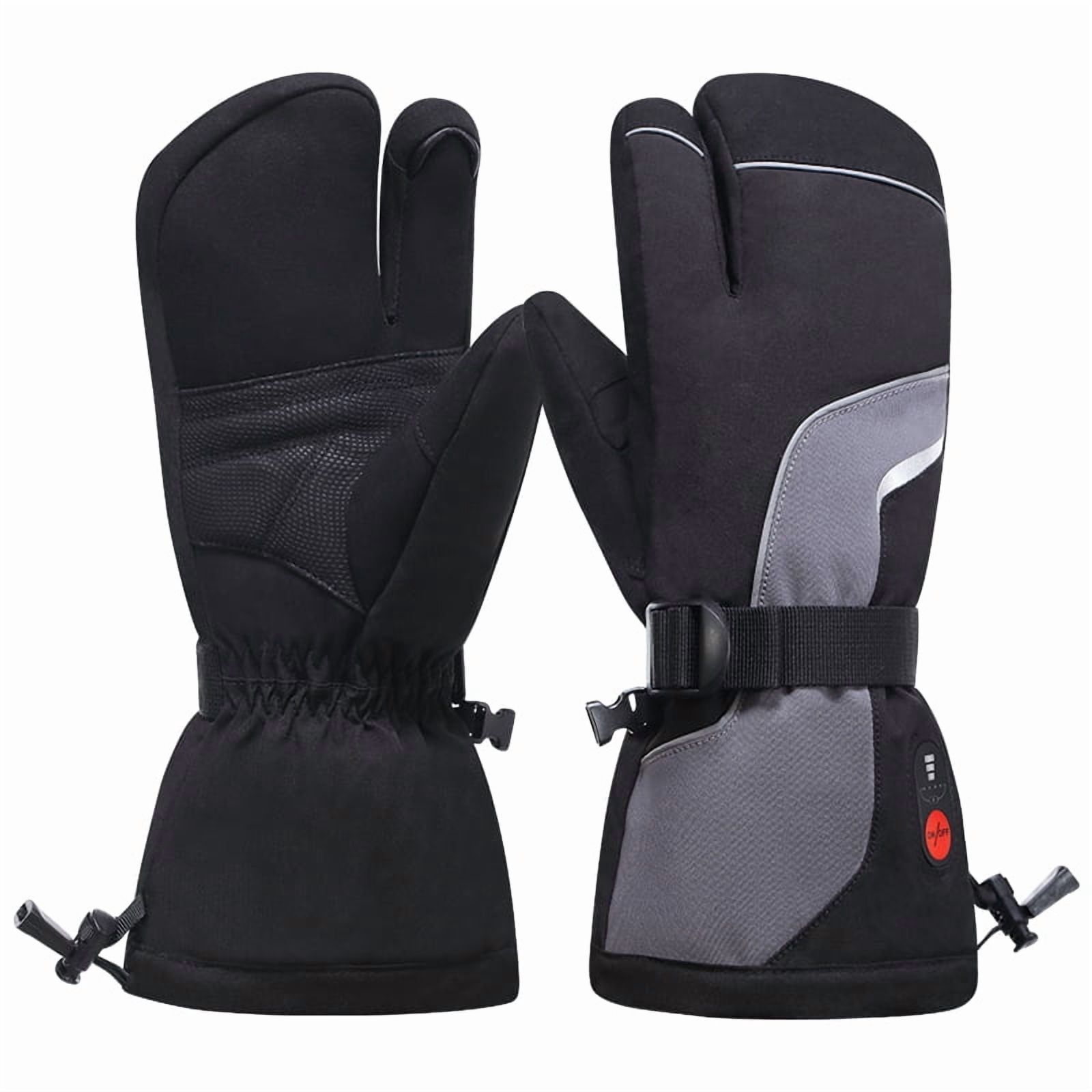 SNOW DEER Heated Ski Mittens 3-Finger Gloves Electric Rechargeable Battery Mitts for Men Women Kids Winter Snowboard Motorcycle Skating Camping Hunting