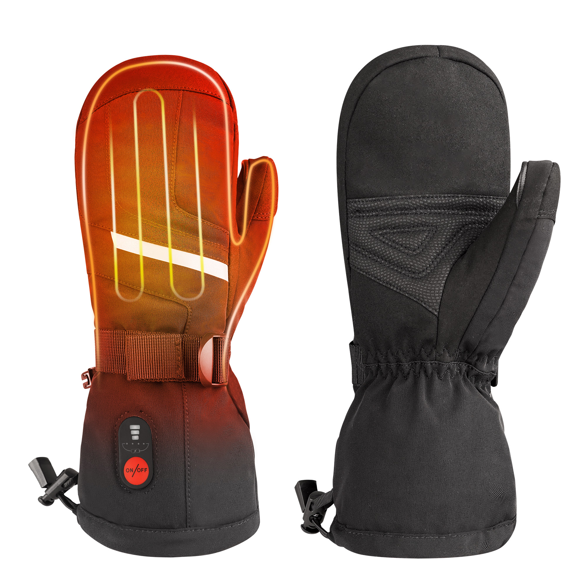 SNOW DEER Heated Ski Mittens for Men & Women – Waterproof Windproof, 3 Heat Levels, Touchscreen for Skiing, Snowboarding & Winter Sports