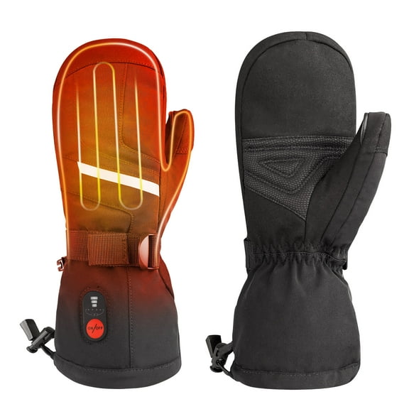 SNOW DEER Heated Ski Mittens for Men & Women – Waterproof Windproof, 3 Heat Levels, Touchscreen for Skiing, Snowboarding & Winter Sports