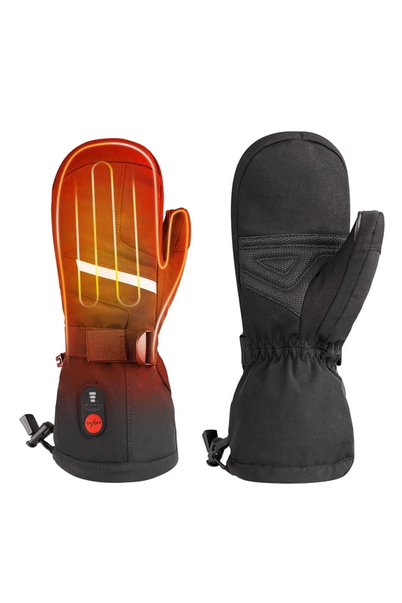 Heated Ski Mittens for Men & Women – Waterproof Windproof, 3 Heat Levels, Touchscreen for Skiing, Snowboarding & Winter Sports