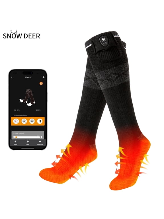 Heated Socks for Men & Women, APP-Controlled Rechargeable Electric Socks, 7.4V Battery Powered Foot Warmers for Hunting, Fishing, Camping, Hiking, Motorcycle, Skiing & Cold Weather