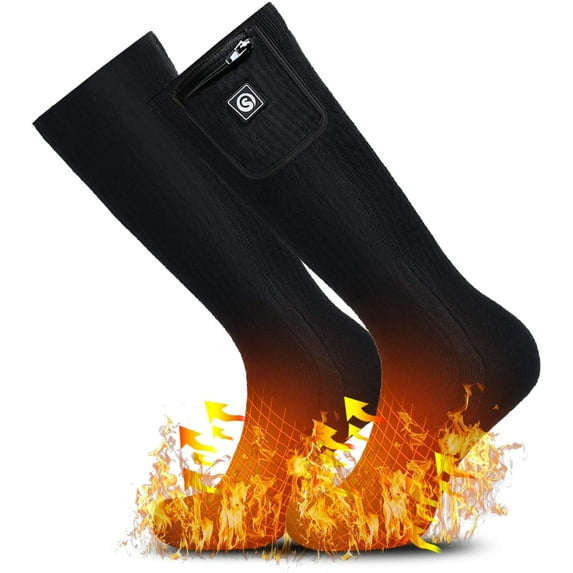 SNOW DEER Heated Socks for Men Women,2025 Upgraded 2200mAh Battery Rechargeable Electric Heating Socks, Foot Warmers for Winter Outdoor Skiing Camping Hiking Hunting Snowboarding