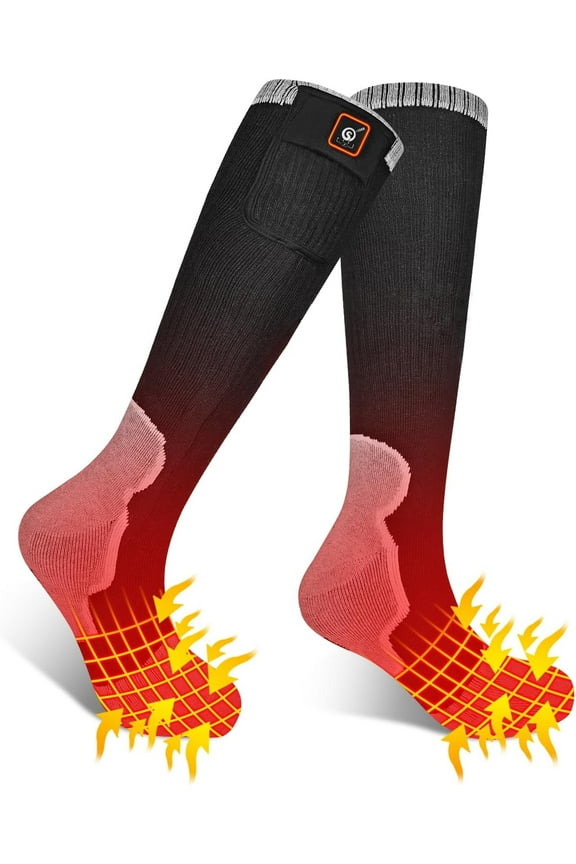Heated Socks for Men Women, 2200mAh Rechargeable Electric Heated Socks Foot Warmers 3 Heating Settings Winter Warm Thermo Sock with 2 Battery for Skiing Hiking Camping Running Fishing