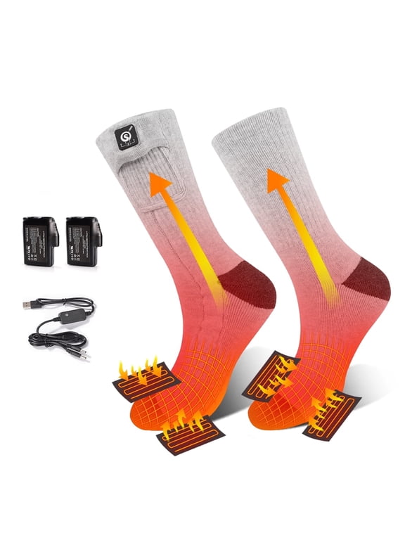 Heated Socks, Rechargeable Electric Socks with 3 Heat Settings, 10 Hours Heating time Winter Foot Warmers with Large Capacity Batteries for Men/Women