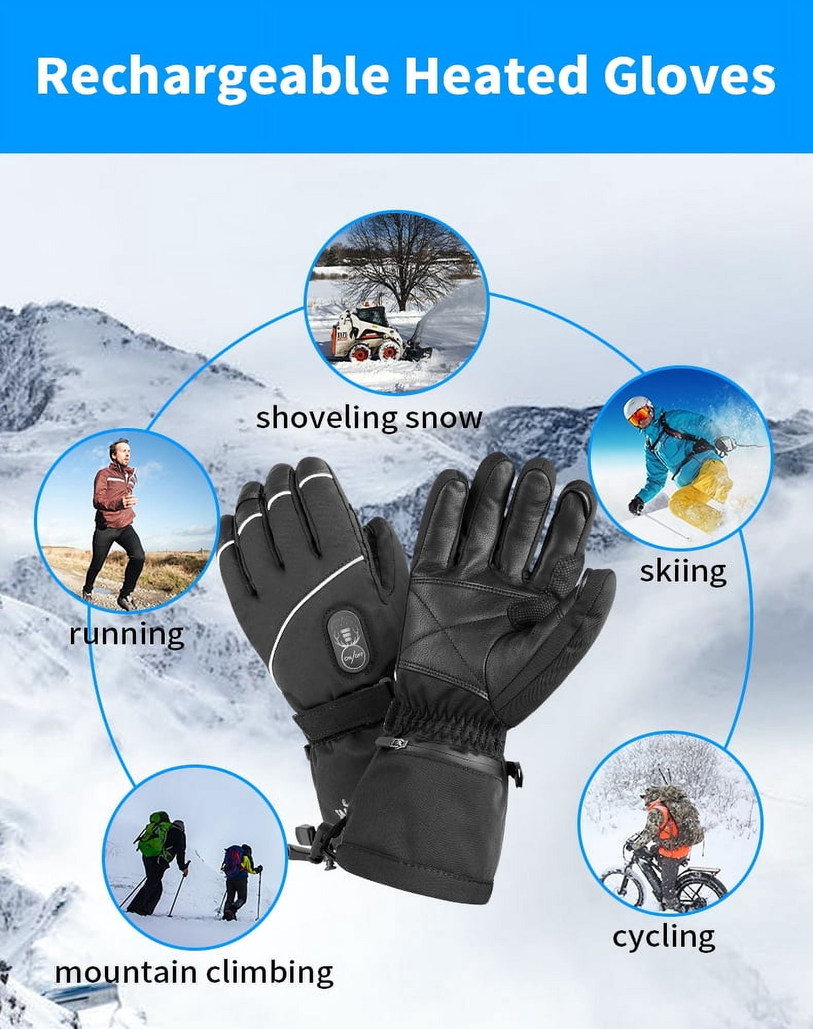 SNOW DEER Upgraded Heated Gloves Men Women,Ski Motorcycle Electric Battery Mittens Gloves
