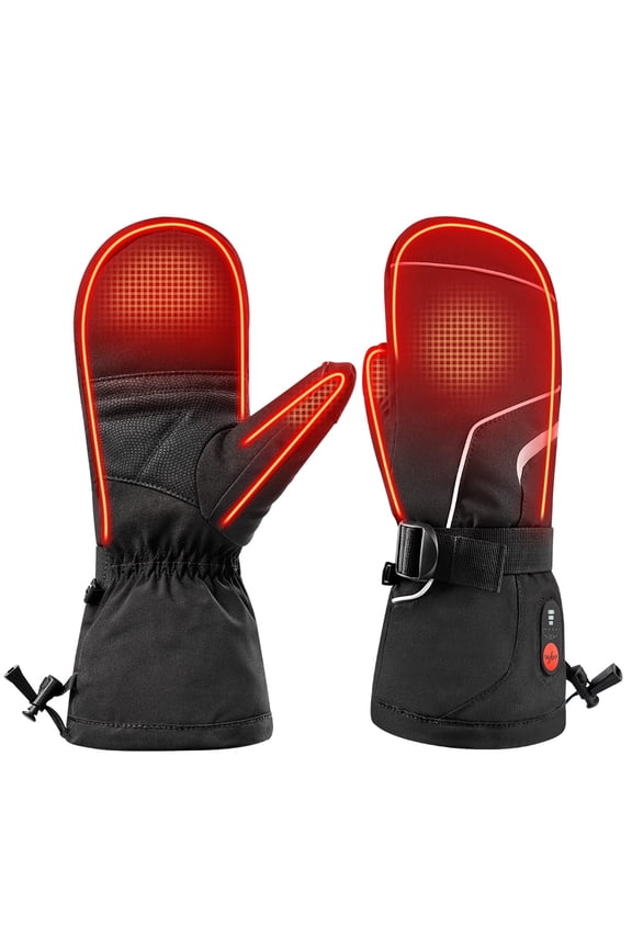 Upgraded Heated Gloves for Men & Women - Rechargeable Electric Mittens with Battery Display, Waterproof for Skiing, Hiking & Winter Work