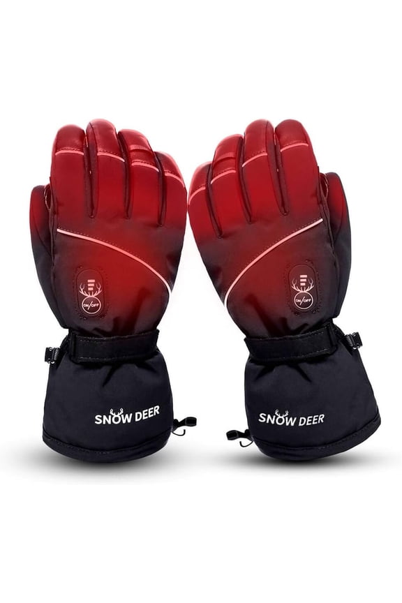 Electric Heated Gloves, Waterproof & Windproof Ski Gloves with Rechargeable Battery & Touchscreen - Three Heat Settings for Cold Weather Snowboarding
