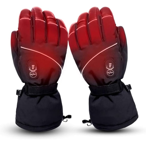 SNOW DEERElectric Heated Gloves, Waterproof & Windproof Ski Gloves with Rechargeable Battery & Touchscreen - Three Heat Settings for Cold Weather Snowboarding