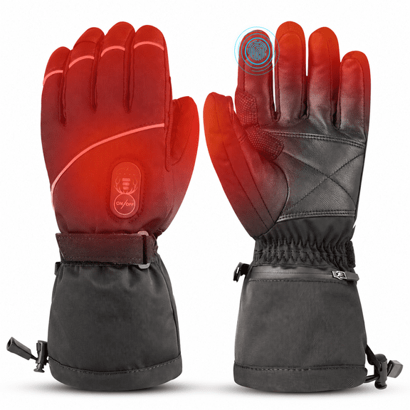 SNOW DERR Heated Gloves for Men Rechargeable Waterproof Winter,Machine Washable Electric Heating Ski Glove for Hiking Motorcycling Camping Fishing Cold Weather Hand Warmers