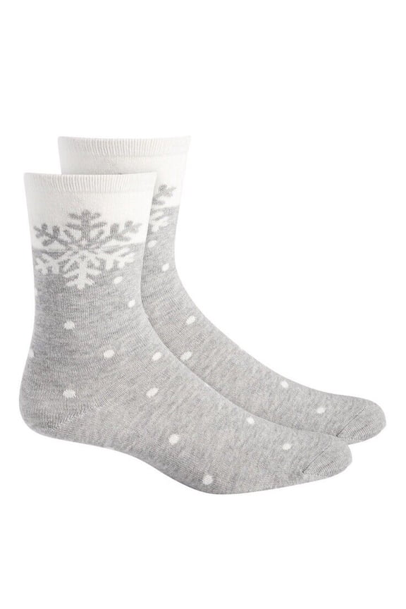 SNOW FLAKES Pattern Socks Black Women Adult Crew Socks Holiday CHRISTMAS Gift