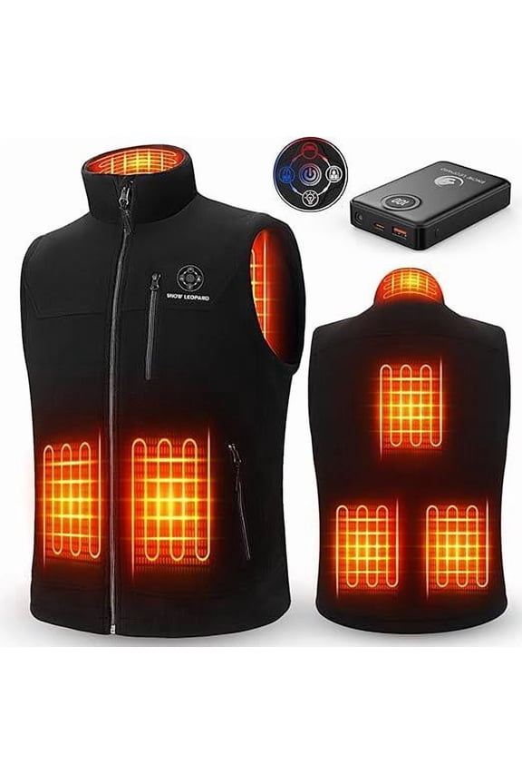 SNOW LEOPARD Heated Vest for Men, 6 Heating Zones, Battery Pack Included