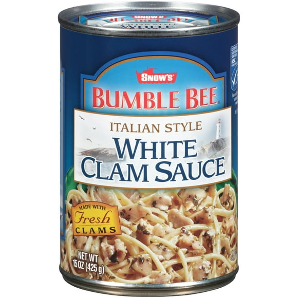 SNOW'S by BUMBLE BEE Italian Style White Clam Sauce, Made with Fresh Clams, 6g Protein Per Serving, Shelf Stable Can, 15 oz