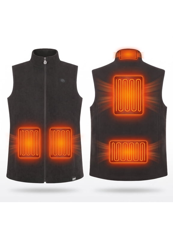 Men's Heated Vest, 100% Polyester Electric Heating Vest with 5 Heating Zones, 6000mAh Rechargeable Battery, 3 Temperature Levels, for Winter Outdoor Skiing Hunting