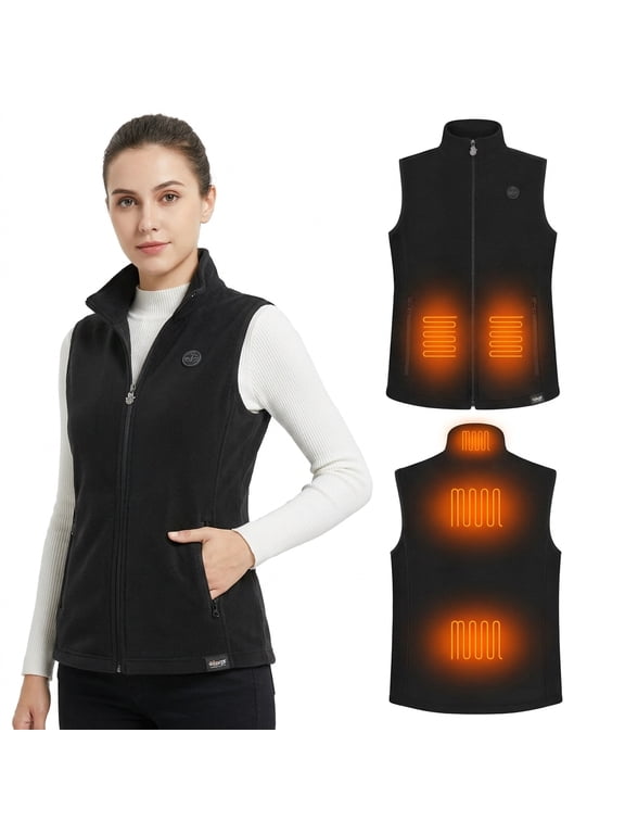 Women's Heated Vest with Battery Pack, 5 Heating Zones, 3 Temperature Levels, Lightweight Rechargeable Electric Vest for Winter