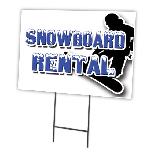 SNOWBOARD RENTAL 18"x24" Yard Sign & Stake | Advertise Your Business | Stake Included Image On Front Only | Made in The USA