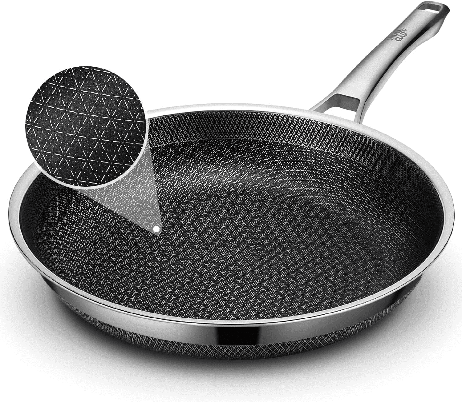 Non Stick Frying Pans,Hybrid 10 inch Frying Pans Nonstick,non stick Stainless Steel Skillets,Dishwasher and Oven Safe, Works on Induction,Ceramic and Gas Cooktops