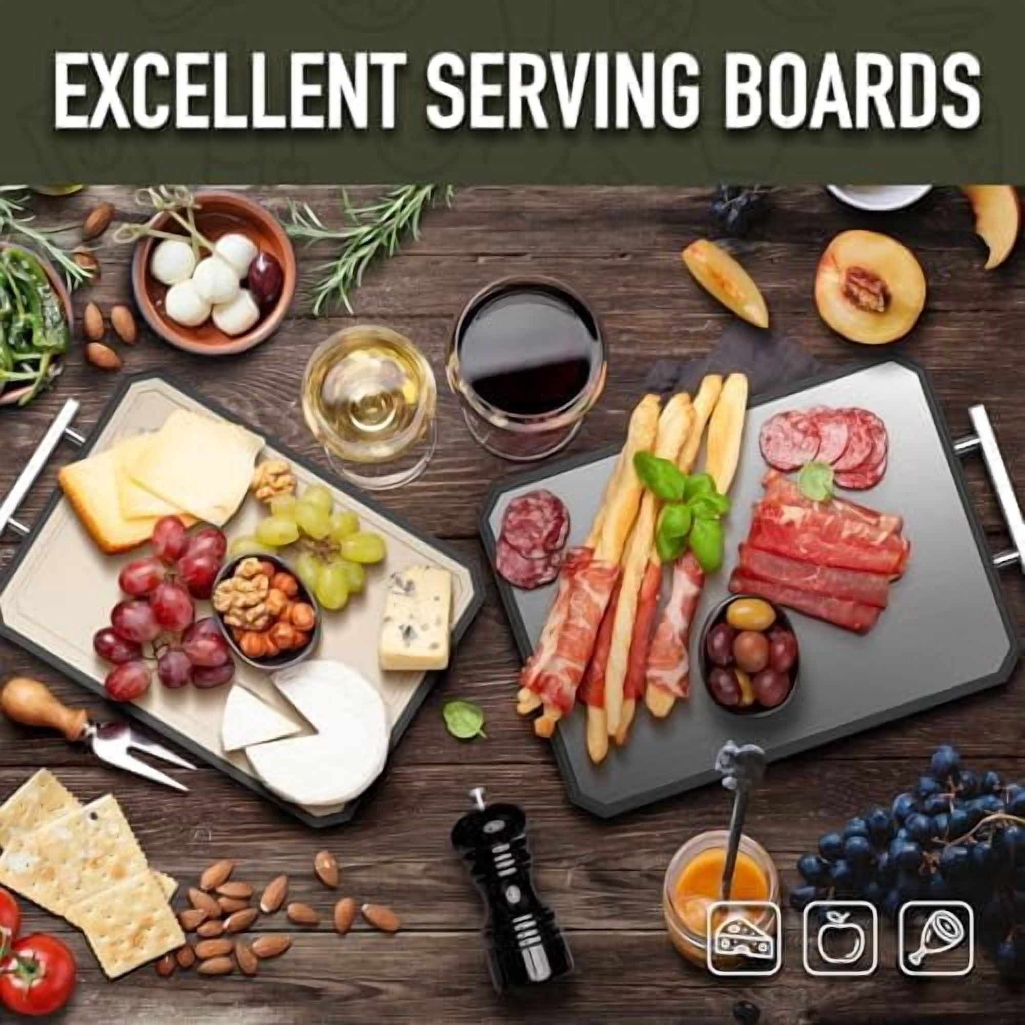 SNOWCLAD Stainless Steel Cutting Board,Double Sided Steel Cutting Board Set for kitchen,Stainless Steel/Wheat straw pp Large for meat,Dishwasher Safe [16 * 11+12 * 8.3 Inch]
