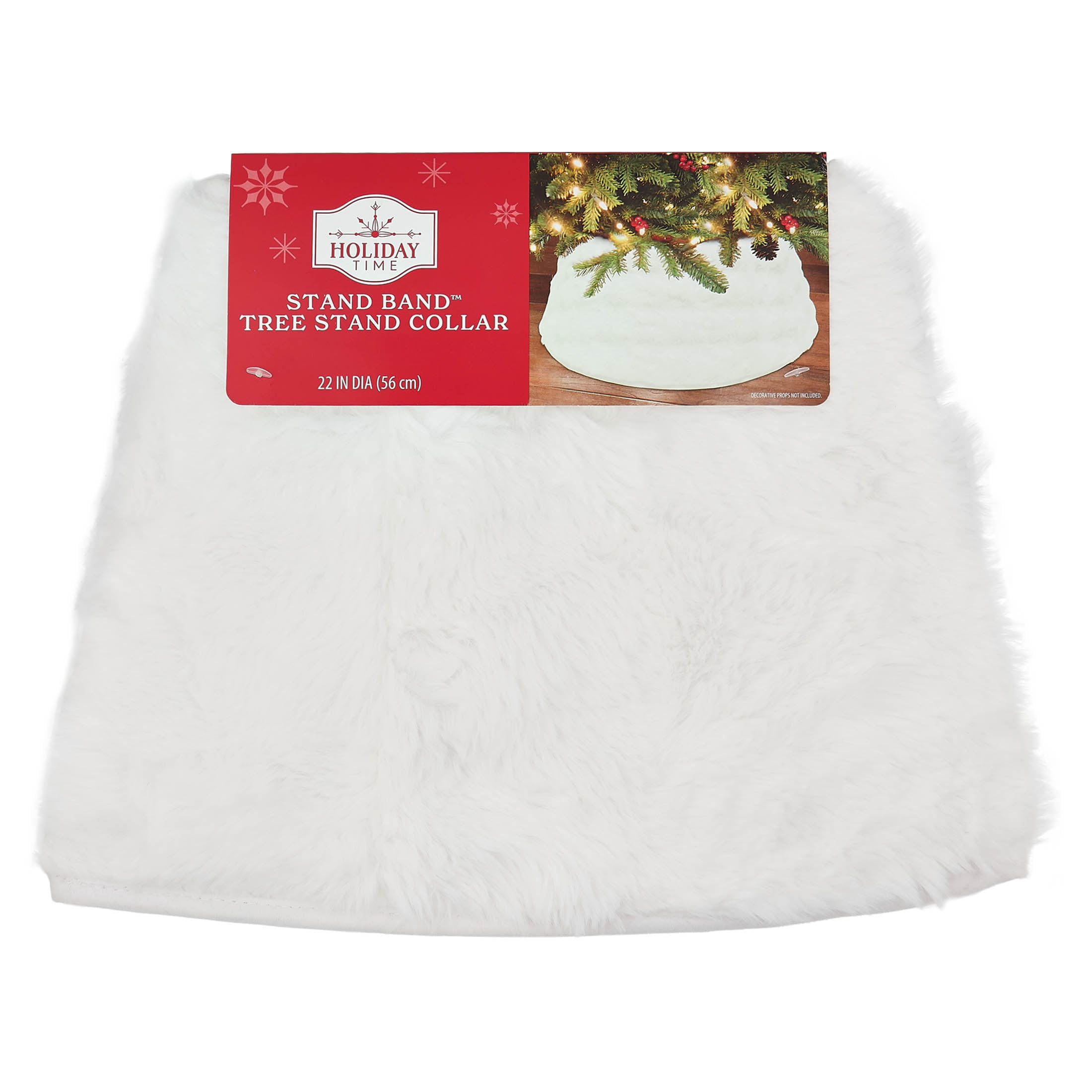 Faux Fur Snowdrift Stand Band Christmas Tree Collar, White, 22", by Holiday Time