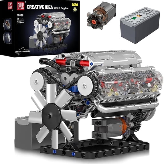 SNOWEAGLE Mould King V8 Engine Building Blocks Set, 535 Pcs ...