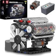 SNOWEAGLE Mould King V8 Engine Building Blocks Sets, MOC Scale Model Kit with Battery and Motor, Collectible Set for Adults, Handmade Set of Building Blocks,Construction Toys 535 Pcs