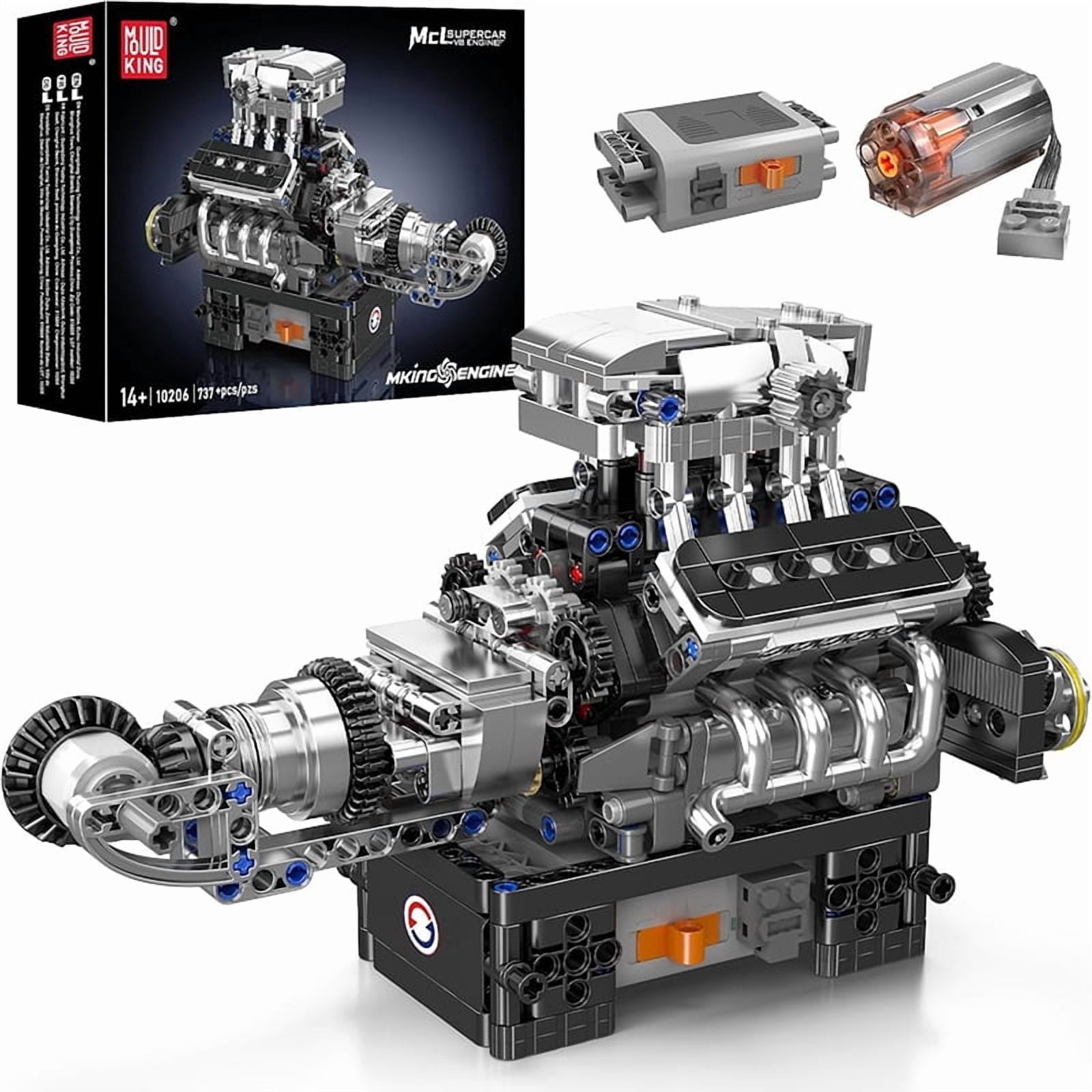 SNOWEAGLE V8 Engine Building Blocks Sets, V8 Engine Model kit That Run, Build Your Own STEM Model Engine, 8-Cylinder Car Engine Building Engineering Toys for Kids/Adults Collections(737+PCS)