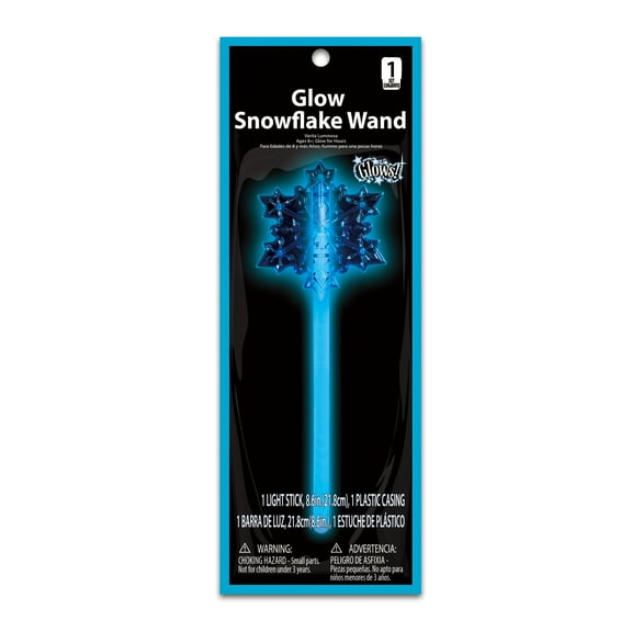 Christmas Blue Snowflake Plastic Glow Wand, 1 Count, 11.12". x 1" x 4.12", 46.5g