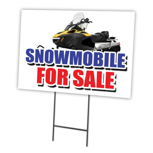 SNOWMOBILE FOR SALE 18"x24" Yard Sign & Stake | Advertise Your Business | Stake Included Image On Front Only | Made in The USA