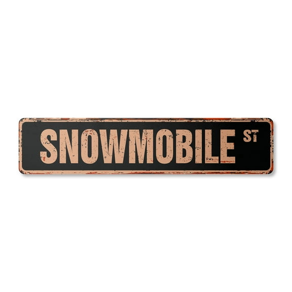 SNOWMOBILE Vintage Plastic Street Sign snowmobiling sled skimobile snow mobile | Indoor/Outdoor | 18" Wide