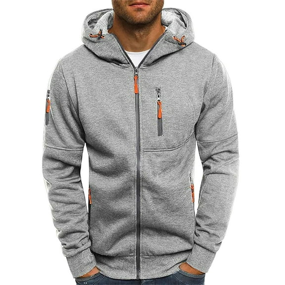 SNOWSONG Baggy Hoodie Men Mens Jacket Men's Casual Long Sleeve Drawstring Hooded Sweatshirt Loose Zipper Cardigan Jacket Zip up Hoodie Men Big and Tall Hoodie Gray XL
