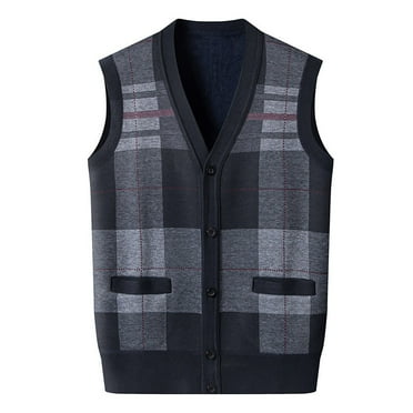SNOWSONG Clearance! Big and Tall Vests for Men, Men's Winter Warm Undershirt Men's Inner Slim Bottom Shirt Knitted Sweater Vests Knit Vest, Men's Sweater Vests, Mens Cardigan Sweater Dark Gray L