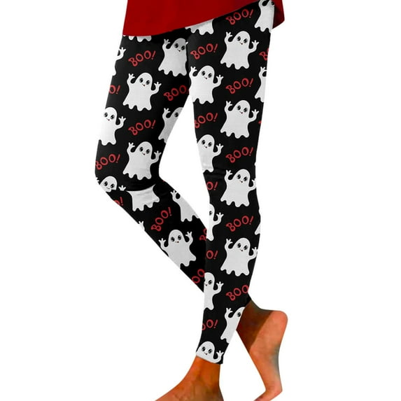 SNOWSONG Halloween Leggings for Women, Plus Size Leggings Women's Holiday Casual Halloween Printed Leggings Workout Exercise Bottoms, Womens Leggings, Tummy Control Leggings Black L