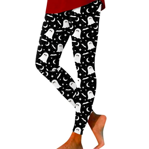 SNOWSONG Halloween Leggings for Women, Plus Size Leggings Women's Holiday Casual Halloween Printed Leggings Workout Exercise Bottoms, Womens Leggings, Tummy Control Leggings Black L