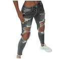thumbnail image 1 of SNOWSONG Clearance! Jeans for Women, Plus Size Jeans Women's Sexy Plus Size Ripped Jeans Washed Flip Flops, Ripped Jeans Womens, Skinny Jeans for Women Gray 2XL, 1 of 7