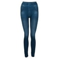 thumbnail image 1 of SNOWSONG Leggings for Women, Women's Slim Stretch Faux Denim Bottom Pants Sport Skinny Calf Pants Yoga Pants, Leggings with Pockets for Women Leggings for Women Tummy Control Blue 2XL, 1 of 7