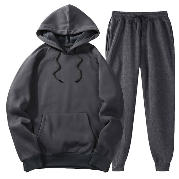 SNOWSONG Mens Sweat Suits 2 Piece Set, Mens Fall / Winter Sports Leisure Sweatshirt + Pants Set, Men Clothing Set, Big and Tall Track Suits for Men 1PC Sweatshirt + Pant Gray2 L