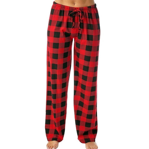 SNOWSONG Plus Size Pants for Women, Womens Pajama Pants Comfy Pj Bottom with Pockets Stretch Plaid Sleepwear Buffalo Plaid Pajama Pants Red S