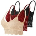 thumbnail image 1 of SNOWSONG Push Up Bras for Women, 3 Pcs Women's Stretchy Camisole Bra Plus Size Comfort Wireless Bra Padded Lace Top Wireless Bras, Bras for Women, Comfy Bras for Women Khaki L, 1 of 3