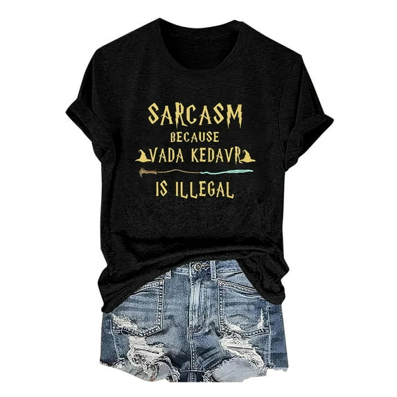 SNOWSONG Clearance! Shirts for Women, Graphic Tees for Women Funny Halloween Print Short Sleeve Crew Neck T Shirts Cute Tops for Women Trendy, Halloween Tshirts, Plus Size Shirts Black L