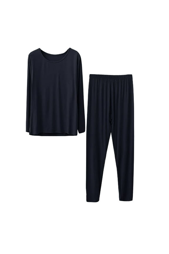 Thermal Underwear Set for Women, Women's Thermal Underwear Long Top & Bottom Set Solid Color MM Plus Plus Size Long Underwear Wool Plus Light Velvet Black 4XL