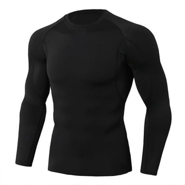 SNOWSONG Clearance! Undershirts for Men, Men's Sports Stretch Long Sleeve Breathable Quick Dry Tight Bottom Shirt Long Sleeve Shirts, Compression Shirt Men, Workout Shirts for Men Black L