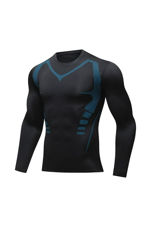 Clearance! Undershirts for Men, Men's Sports Tights Shaping Compression Quick Dry Stretch Basketball Training Wear Long Sleeve Shirts, Compression Shirt Men, Workout Shirts for Men Black S