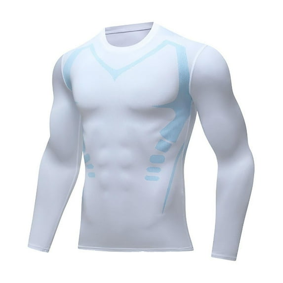 SNOWSONG Clearance! Undershirts for Men, Men's Sports Tights Shaping Compression Quick Dry Stretch Basketball Training Wear Long Sleeve Shirts, Compression Shirt Men, Workout Shirts for Men White XL