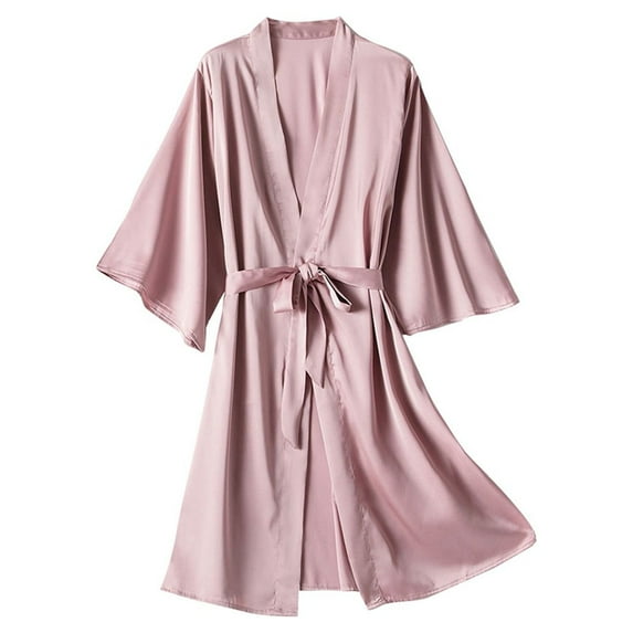 SNOWSONG Underwear for Women, Women's Silk Robe Short Satin Bathrobe Lightweight Wedding Robes for Bridal Party Bride Bridesmaids Loungewear Pink 4XL