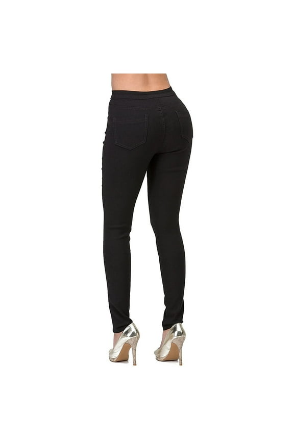 Women's Casual Pants, Jeans for Women Juniors Push-Up High-Rise Skinny Jean in Fine Cotton Denim Black L