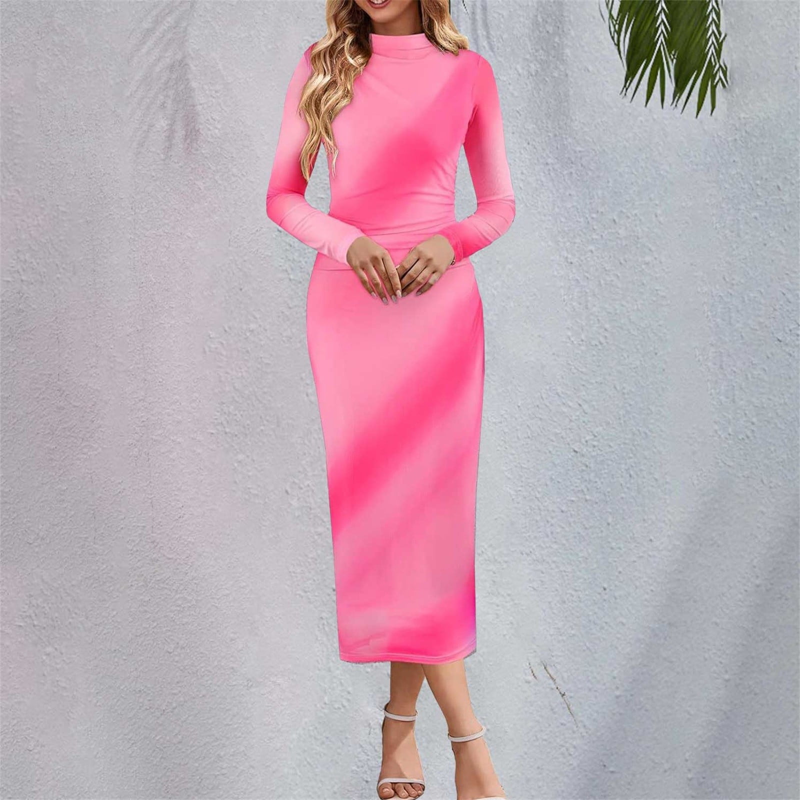 pink tie dye ruched dress SHEIN BAE Tie Dye Ruched Side Bodycon Dress
