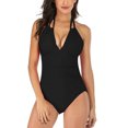 thumbnail image 1 of SNOWSONG Clearance! Womens Bodysuit, Womens Deep V Neck Bodysuit Long Sleeve One Piece Swimsuit, Plus Size Bodysuit, Sexy One Piece Swimsuit, Shirts for Women 1PC Swimsuit Black L, 1 of 8