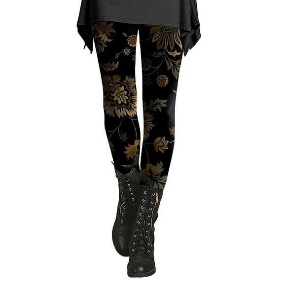 SNOWSONG Yoga Pants for Women, Women's Autumn And Winter Leggings Artistic Printed Soft Stretchy Pants Features: Yellow 3XL