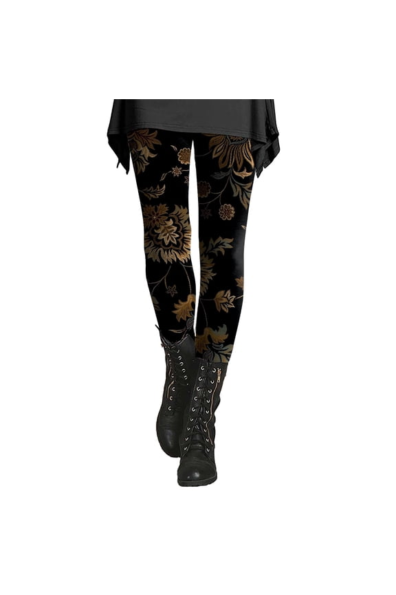 Yoga Pants for Women, Women's Autumn And Winter Leggings Artistic Printed Soft Stretchy Pants Features: Yellow 3XL