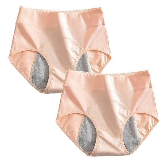 SNOWSONG Cotton Underwear for Women 2 Pcs Women's Breathable Anti Side Leakage Panties Set, Period Underwear for Women, Underwear Women Pack, Seamless Underwear 2x Ladies Panty Beige XL