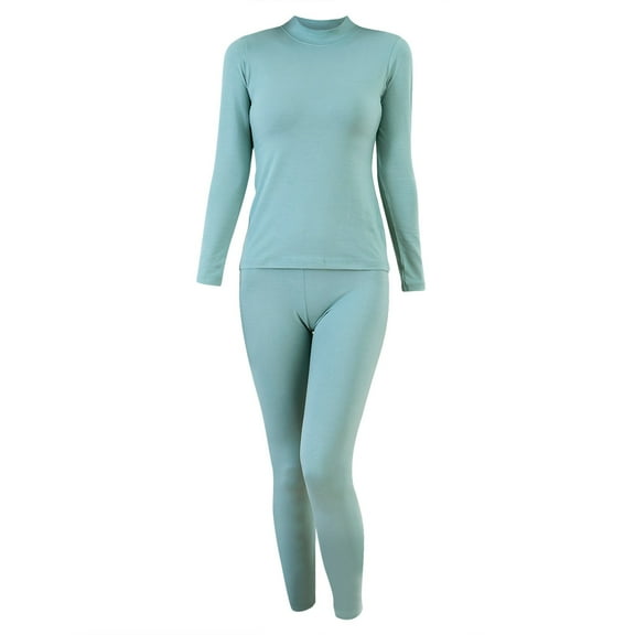 SNOWSONG Fleece Lined Leggings Women, Womens Padded Thickened Wool Thermal Underwear Set Long Sleeve Bottoms   Pants Two Piece Set, Winter Clothes for Women, Pajamas Set for Women Mint Green XL